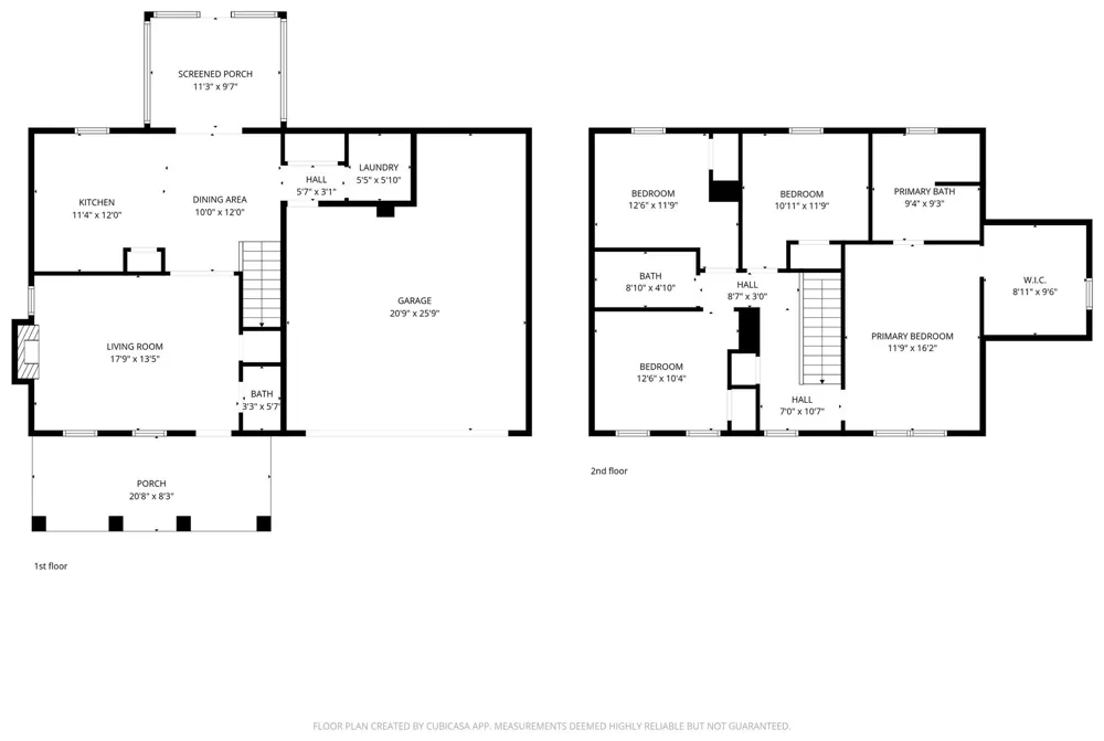 Sample floor plan: Two-story home, both floors on one sheet, 4 bed / 2.5 bath